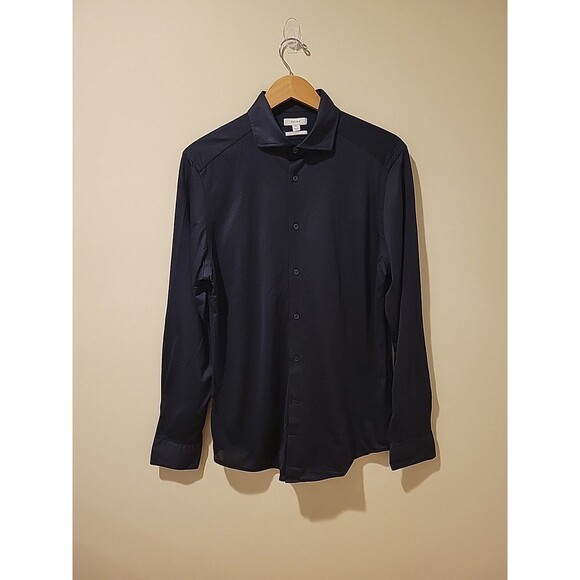 REISS Men's Nate Cutaway Jersey Slim Fit Shirt Long Sleeve Button Front Size XL - Picture 3 of 10